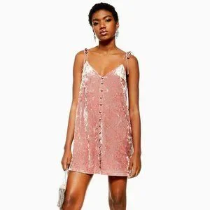 Topshop Dresses Topshop Glitter Star Pink Crushed Velvet Tie